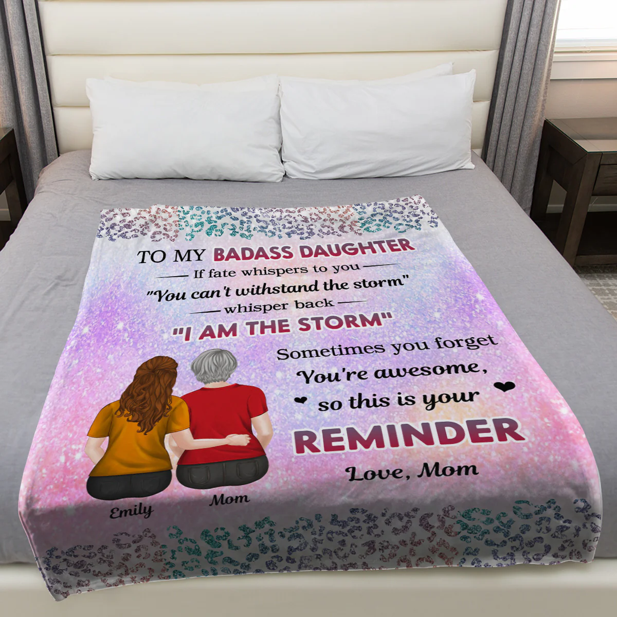 From Mom To Badass Daughter - Personalized Custom Fleece Blanket - Image 2