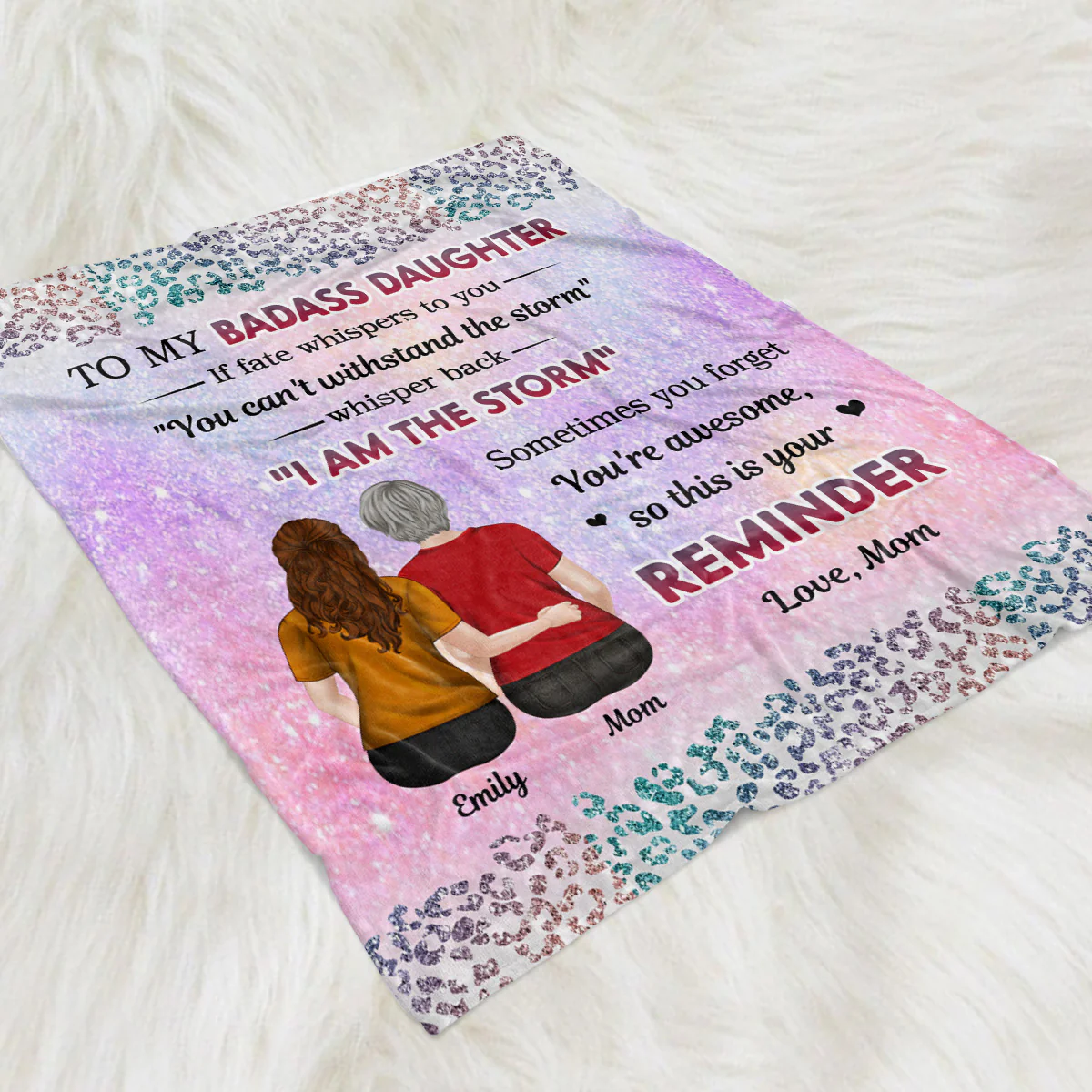 From Mom To Badass Daughter - Personalized Custom Fleece Blanket - Image 3