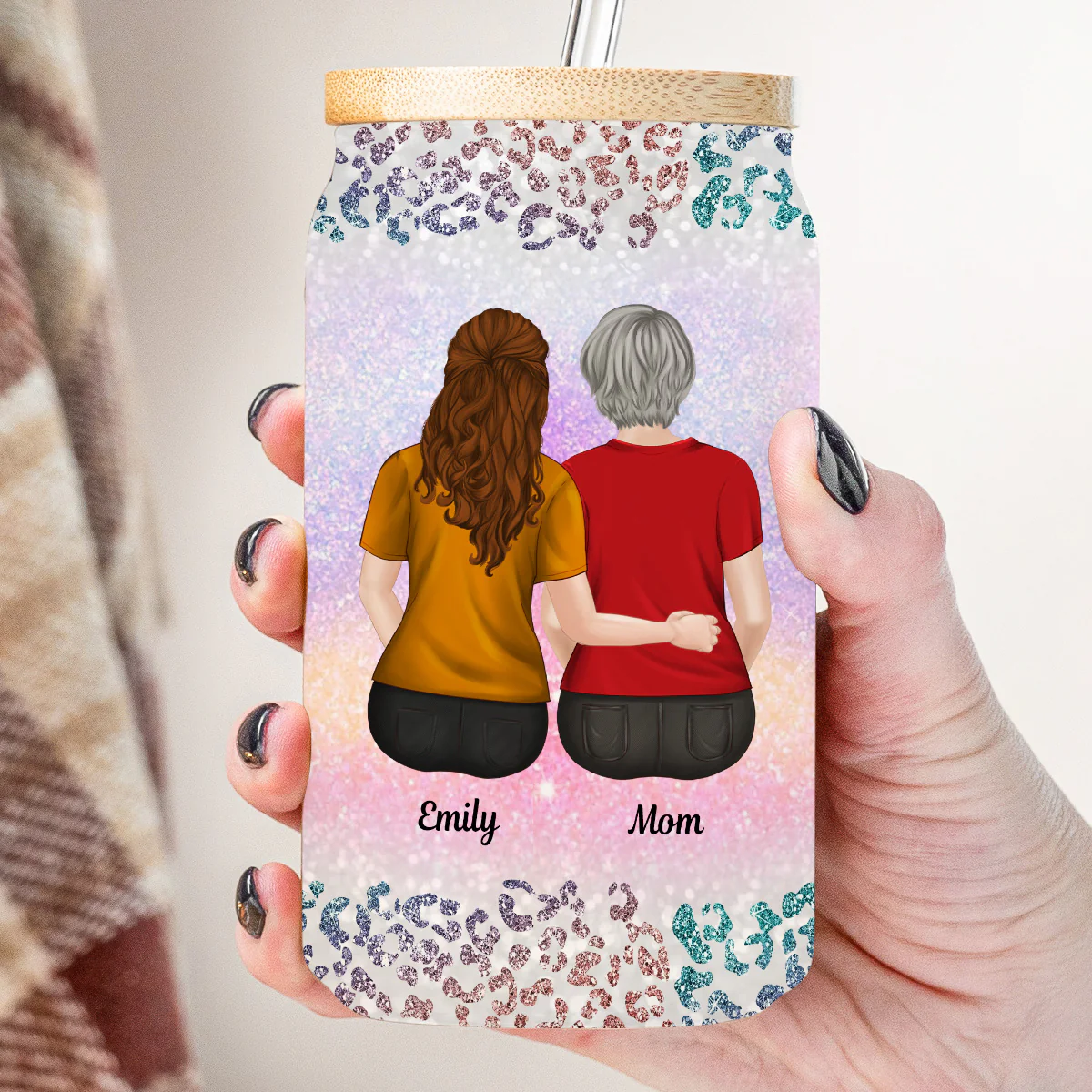 From Mom To Badass Daughter - Personalized Custom Glass Can - Image 2