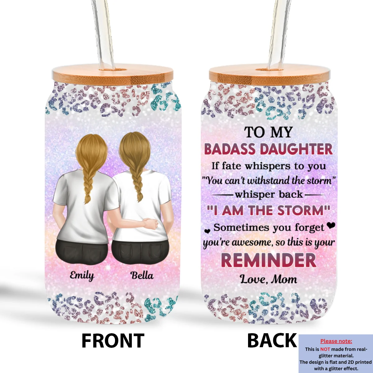 From Mom To Badass Daughter - Personalized Custom Glass Can - Image 6