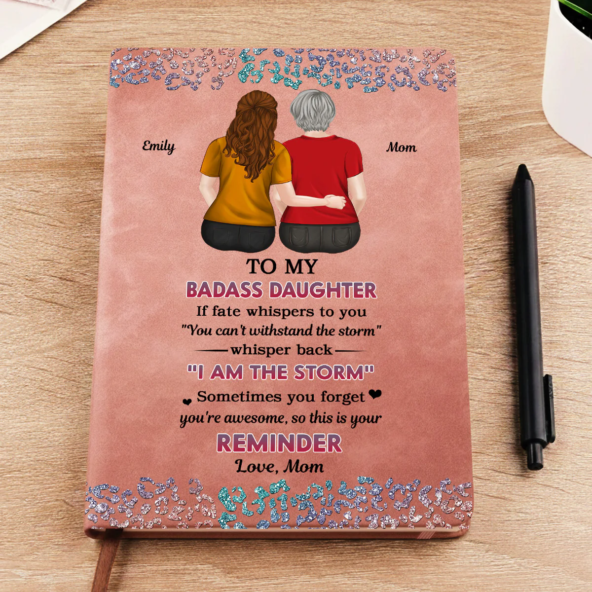 From Mom To Badass Daughter - Personalized Custom Leather Journal - Image 2