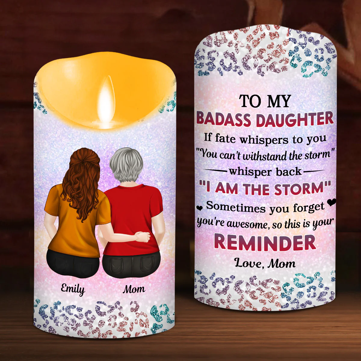 From Mom To Badass Daughter - Personalized Custom LED Candle - Image 4
