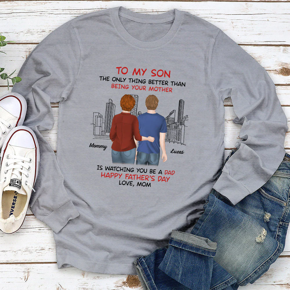 From Mom To Son Happy Fathers Day - Personalized Custom Shirt - Image 3