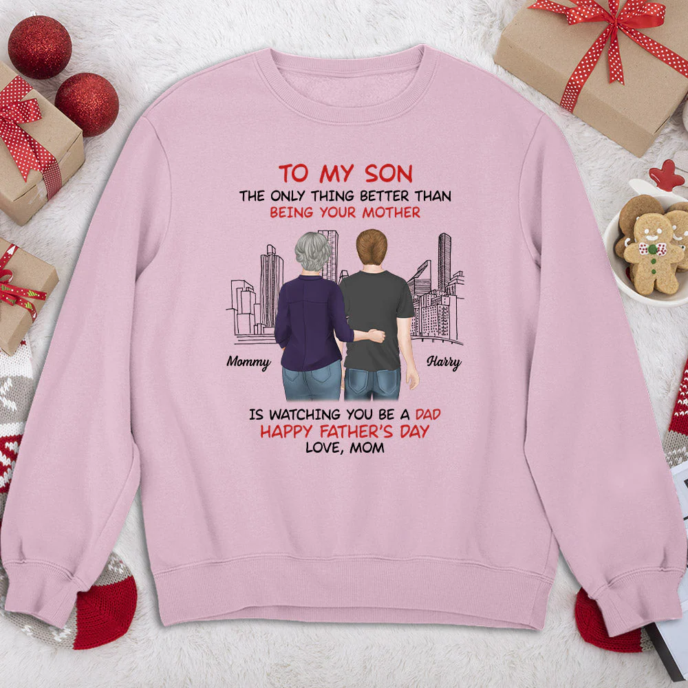 From Mom To Son Happy Fathers Day - Personalized Custom Shirt - Image 4