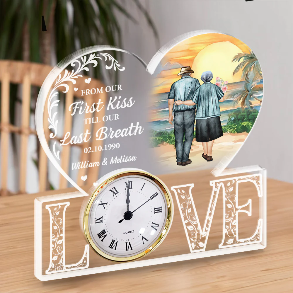 From Our First Kiss - Personalized Custom Acrylic Desk Clock Plaque - Image 5