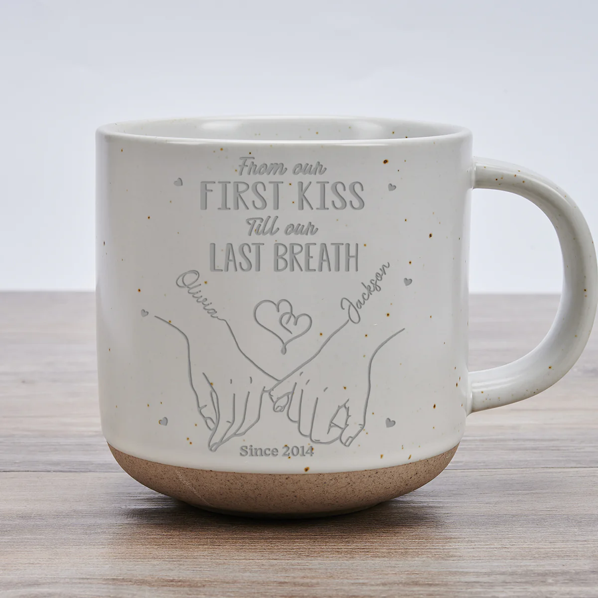 From Our First Kiss - Personalized Custom Engraved Pottery Mug - Image 2