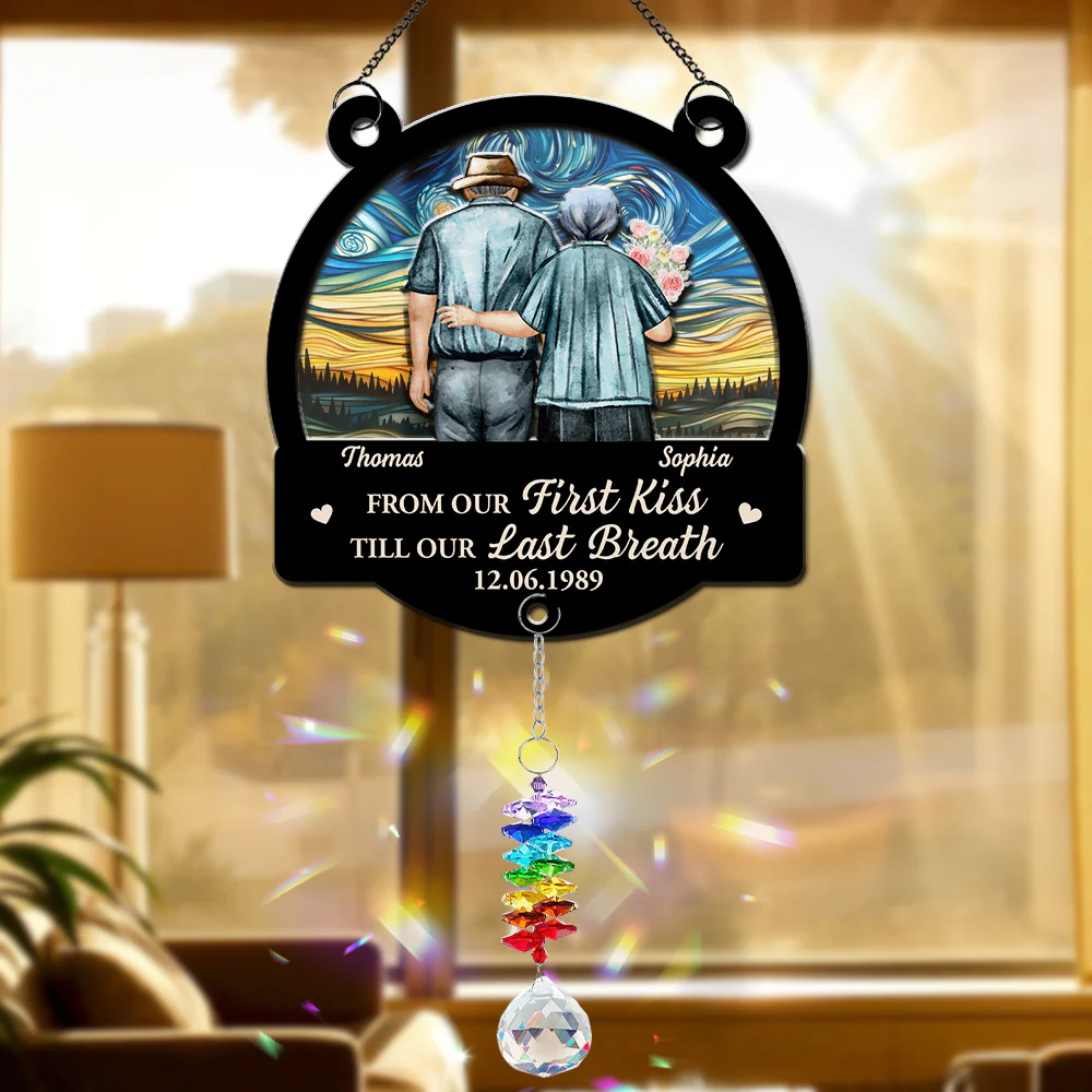 From Our First Kiss - Personalized Custom Suncatcher With Crystal Rainbow Charm - Image 3