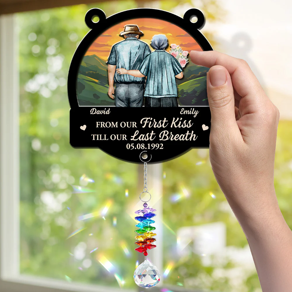 From Our First Kiss - Personalized Custom Suncatcher With Crystal Rainbow Charm - Image 4