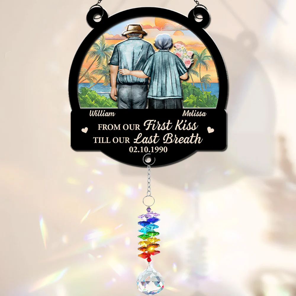 From Our First Kiss - Personalized Custom Suncatcher With Crystal Rainbow Charm - Image 5