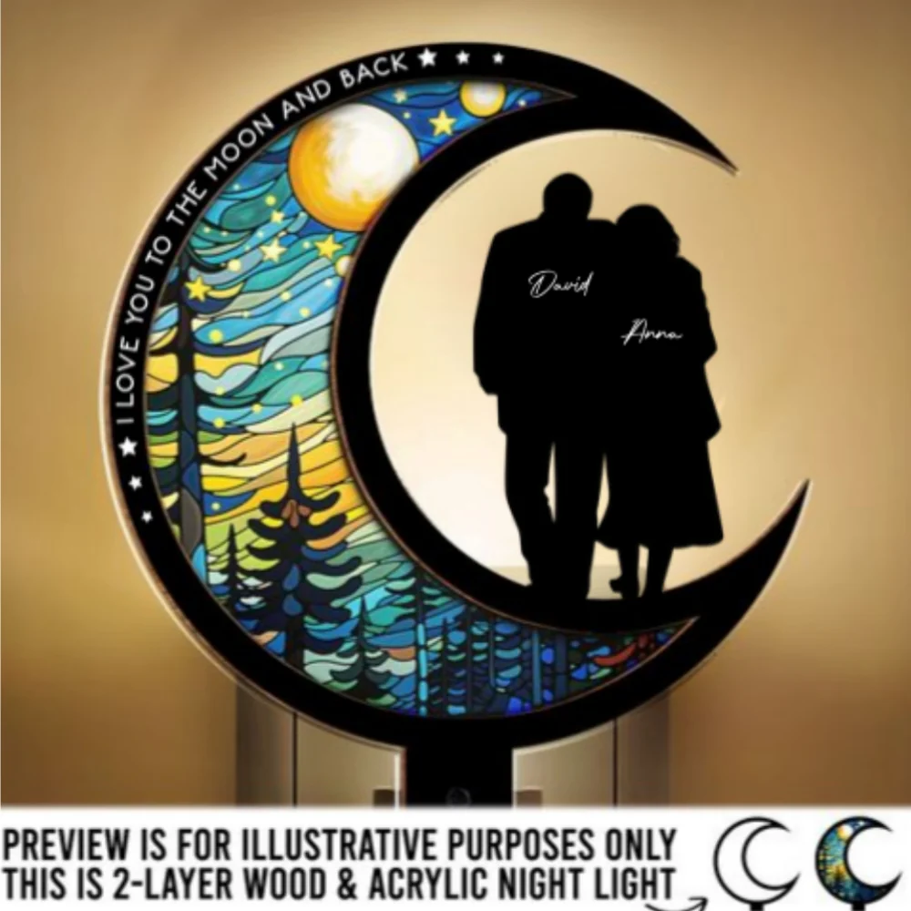 From Our First Kiss - Personalized Custom Wood And Acrylic Night Light - Image 6