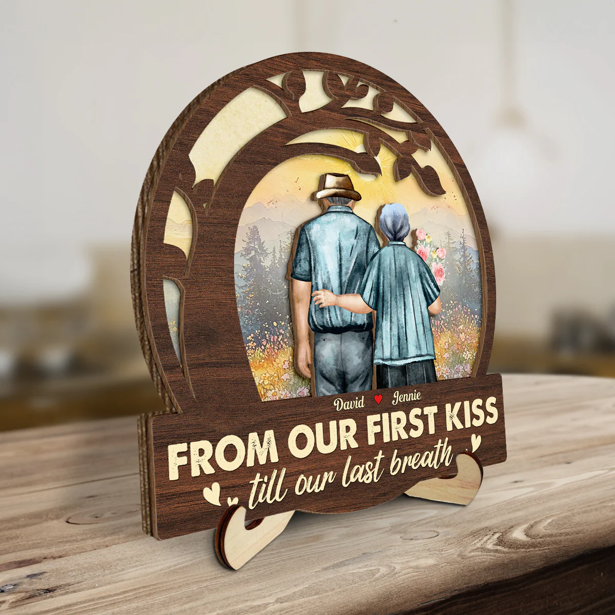 From Our First Kiss - Personalized Custom Wooden Plaque - Image 4