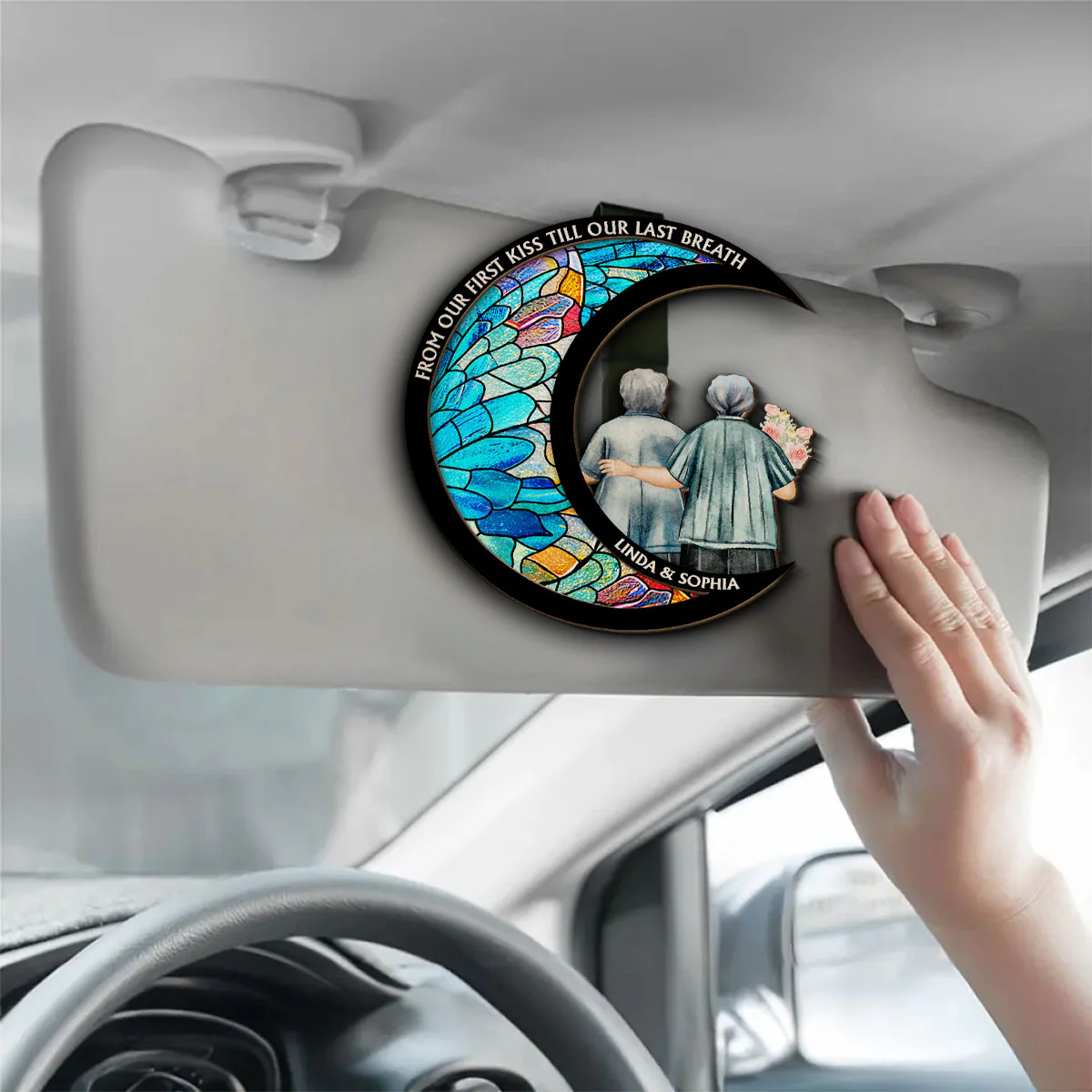 From Our First Kiss Till Our Last Breath - Personalized Custom Car Visor Clip - Image 2