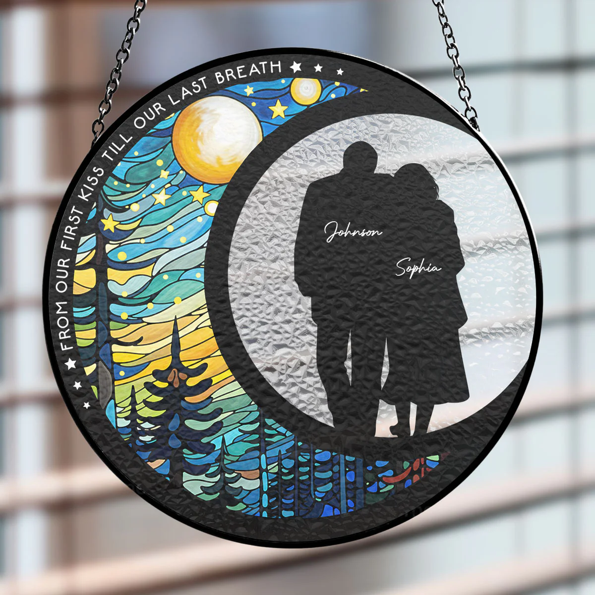 From Our First Kiss Till Our Last Breath - Personalized Custom Window Hanging Suncatcher - Image 2