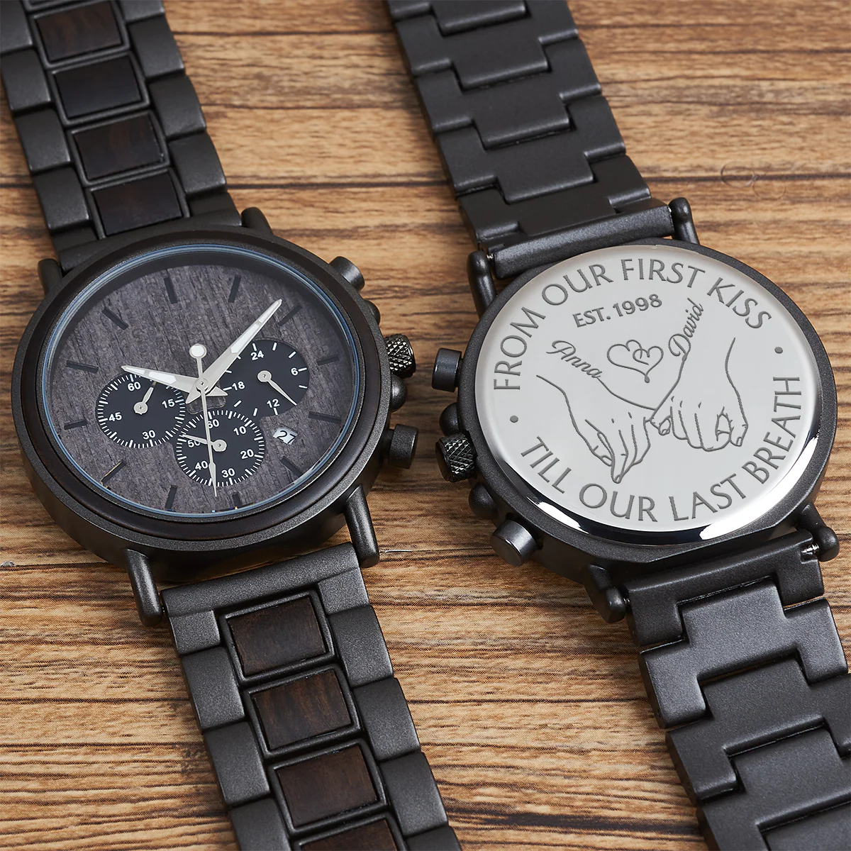 From Our First Kiss Till Our Last Breath - Personalized Engraved Wooden Watches GQ026 - Image 3
