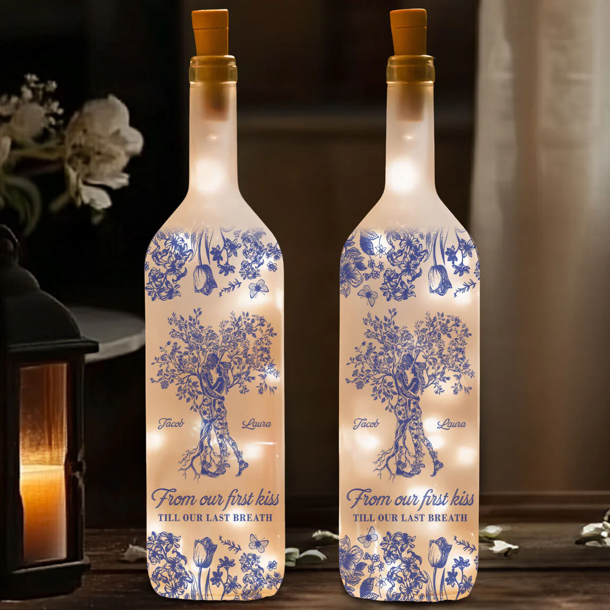 From Our First Kiss Till Our Last Breath Tree Of Love - Personalized Custom Bottle Lamp - Image 2