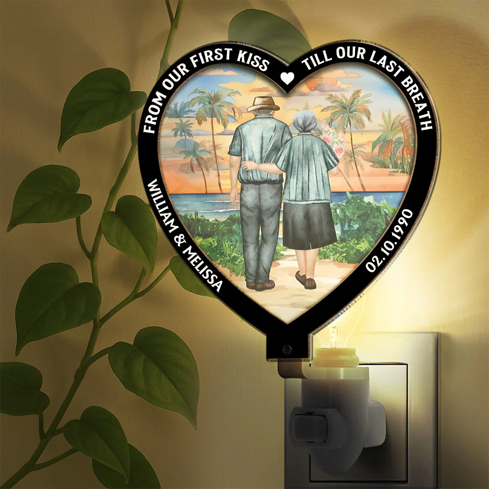 From Our First Kiss Version 2 - Personalized Custom Wood And Acrylic Night Light - Image 2