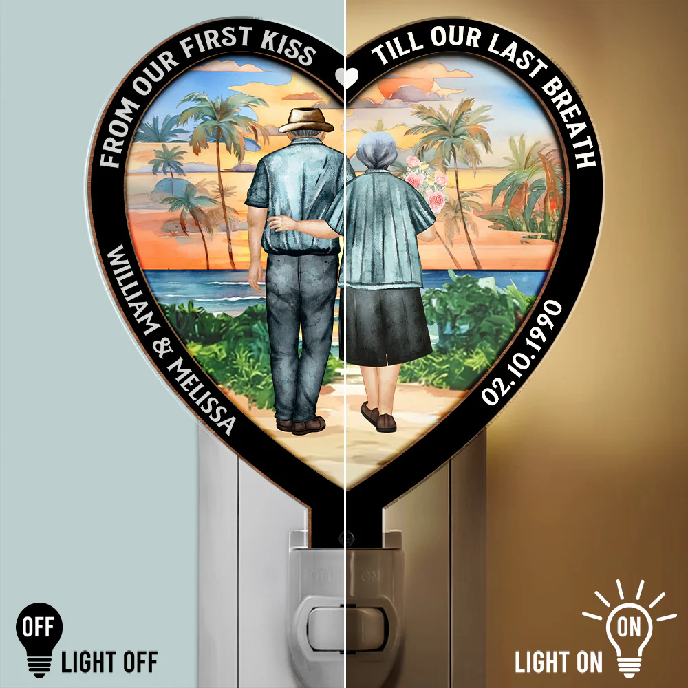 From Our First Kiss Version 2 - Personalized Custom Wood And Acrylic Night Light - Image 3