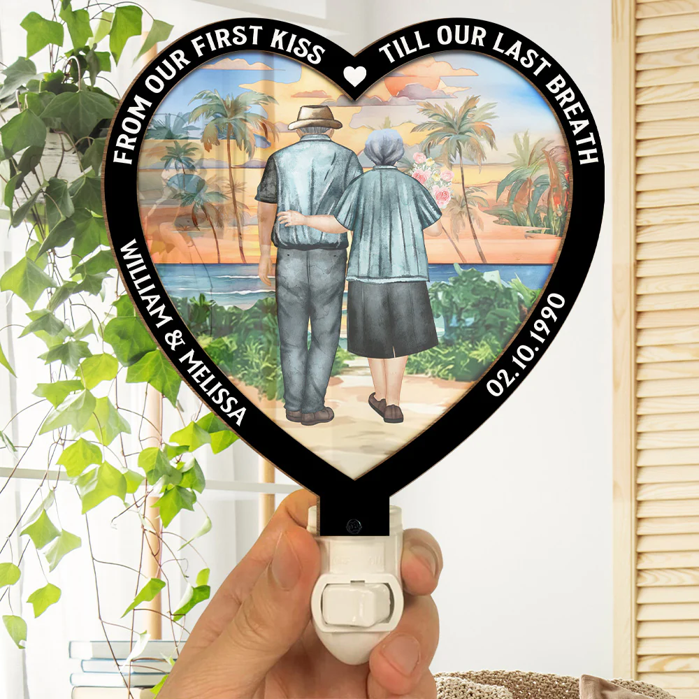 From Our First Kiss Version 2 - Personalized Custom Wood And Acrylic Night Light - Image 4