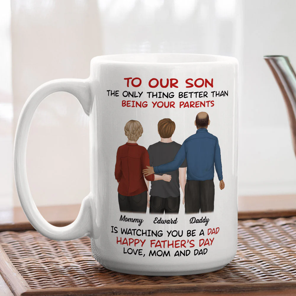 From Parents To Son Happy Fathers Day - Personalized Custom Coffee Mug - Image 2