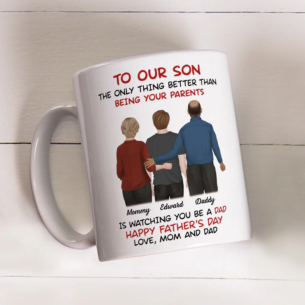 From Parents To Son Happy Fathers Day - Personalized Custom Coffee Mug - Image 3