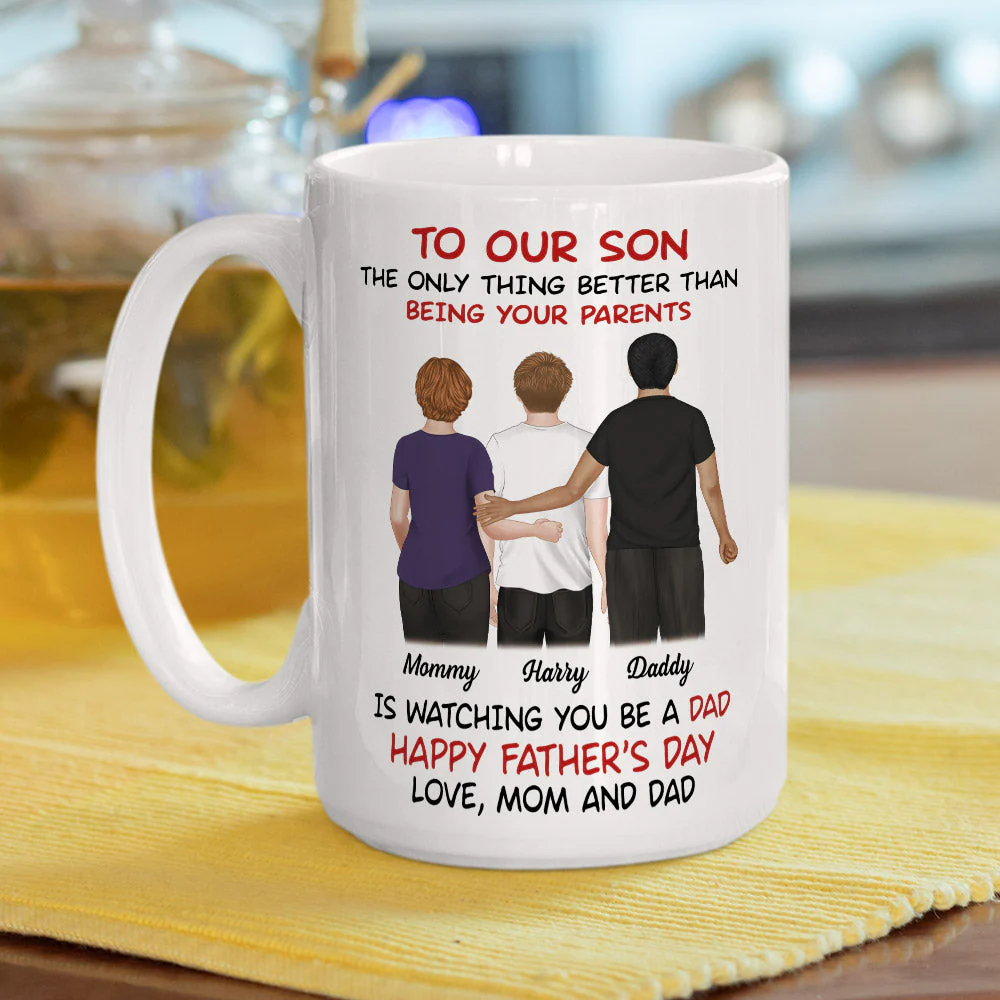 From Parents To Son Happy Fathers Day - Personalized Custom Coffee Mug - Image 4