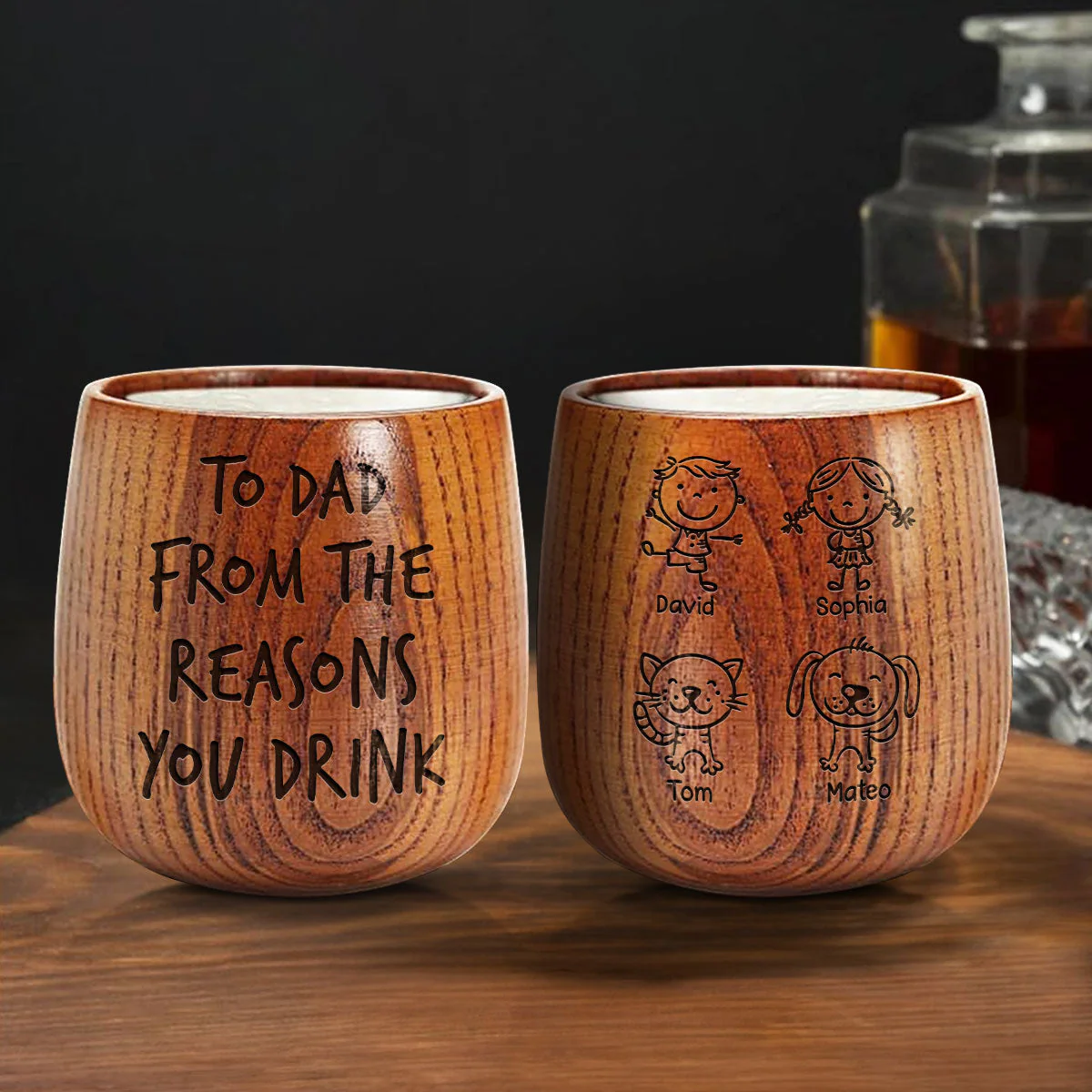 From The Reasons You Drink - Personalized Custom Engraved Wooden Whiskey Glass