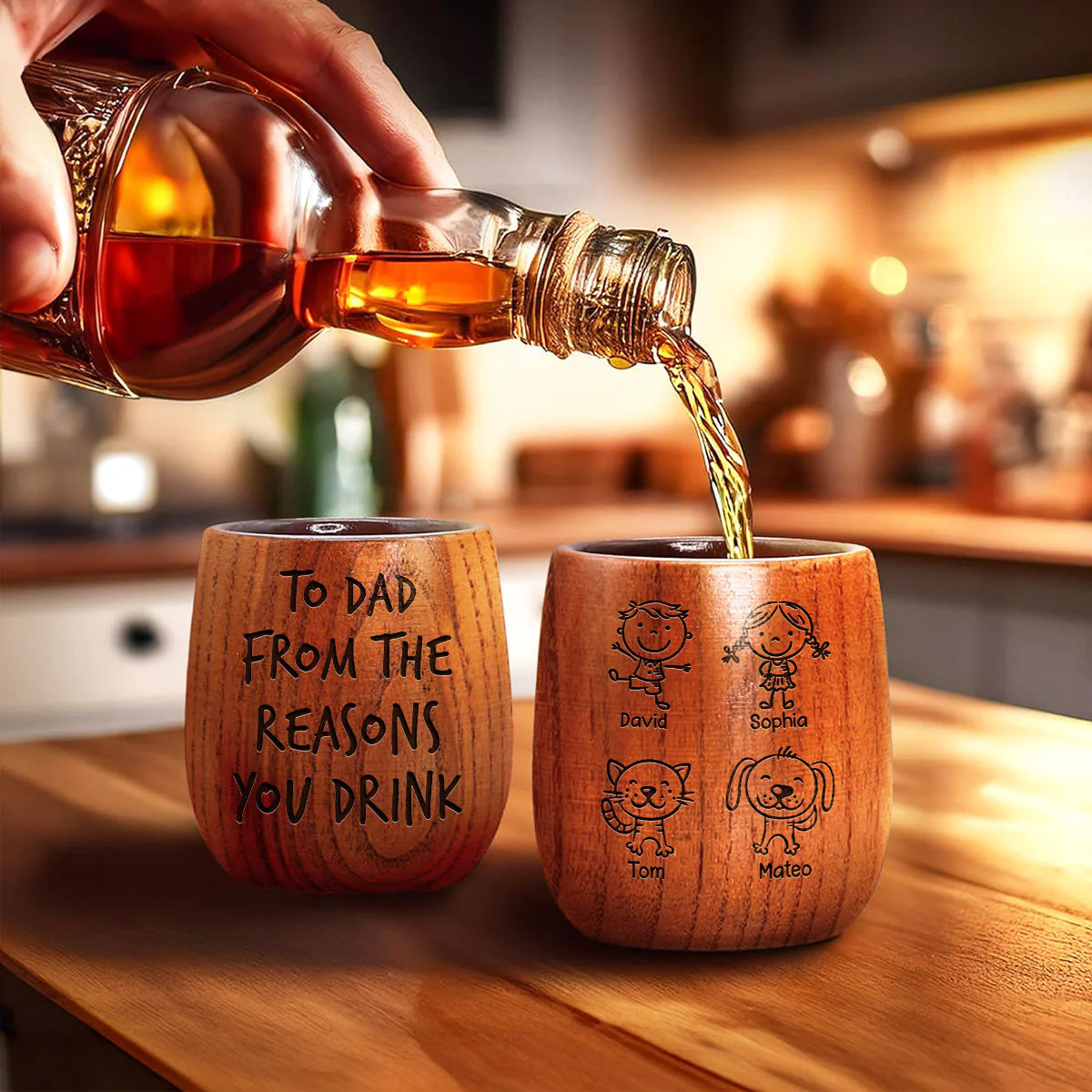 From The Reasons You Drink - Personalized Custom Engraved Wooden Whiskey Glass - Image 2