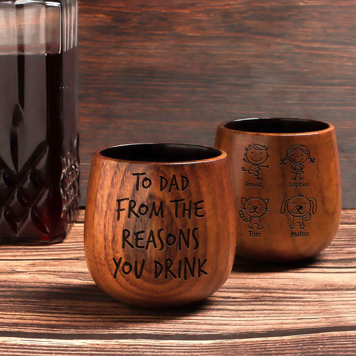 From The Reasons You Drink - Personalized Custom Engraved Wooden Whiskey Glass - Image 3