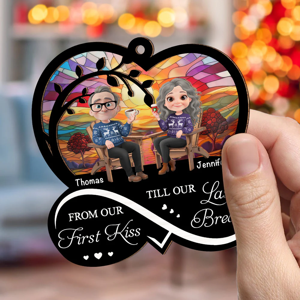 From You And Me First Kiss - Personalized Custom Suncatcher Ornament - Image 2