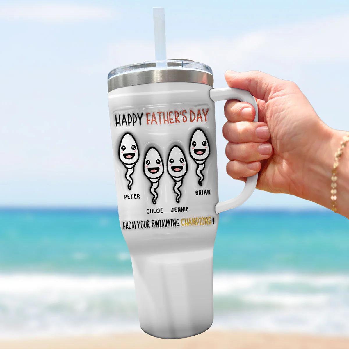 From Your Swimming Champions - Personalized Custom 3D Inflated Effect Printed 40 Oz Tumbler - Image 4