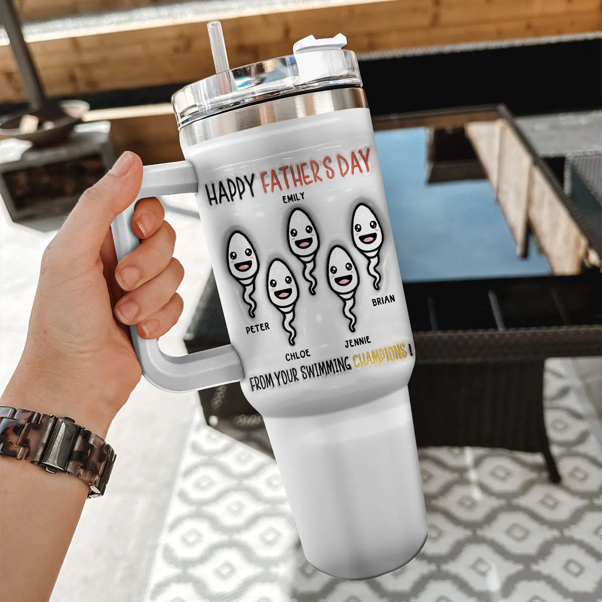 From Your Swimming Champions - Personalized Custom 3D Inflated Effect Printed 40 Oz Tumbler - Image 5
