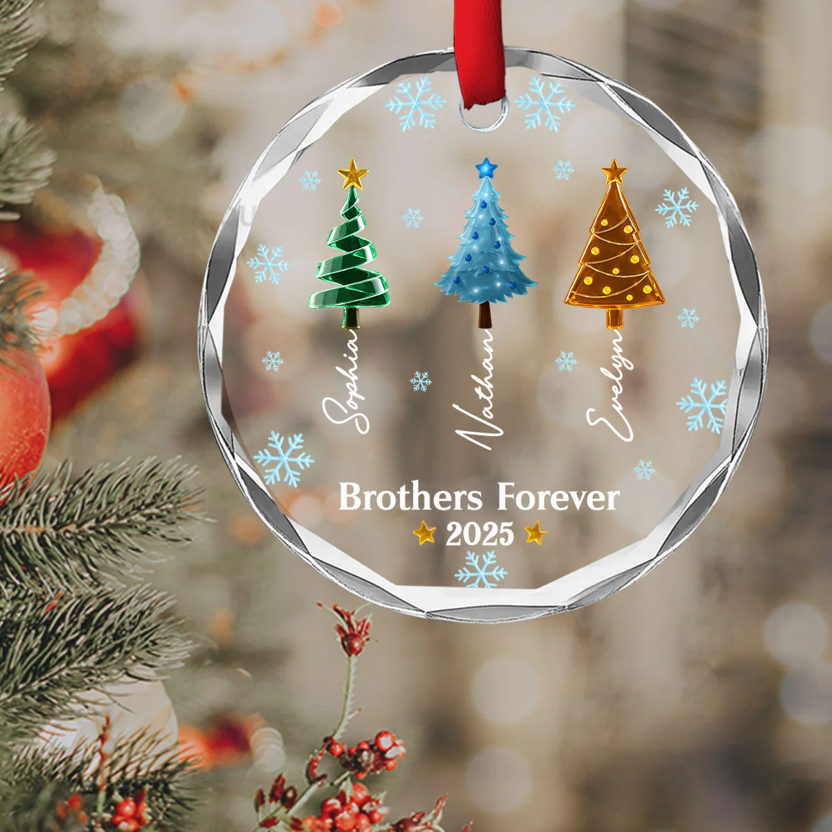 Frosty Friendship - Personalized Custom Glass Ornament - Image 5