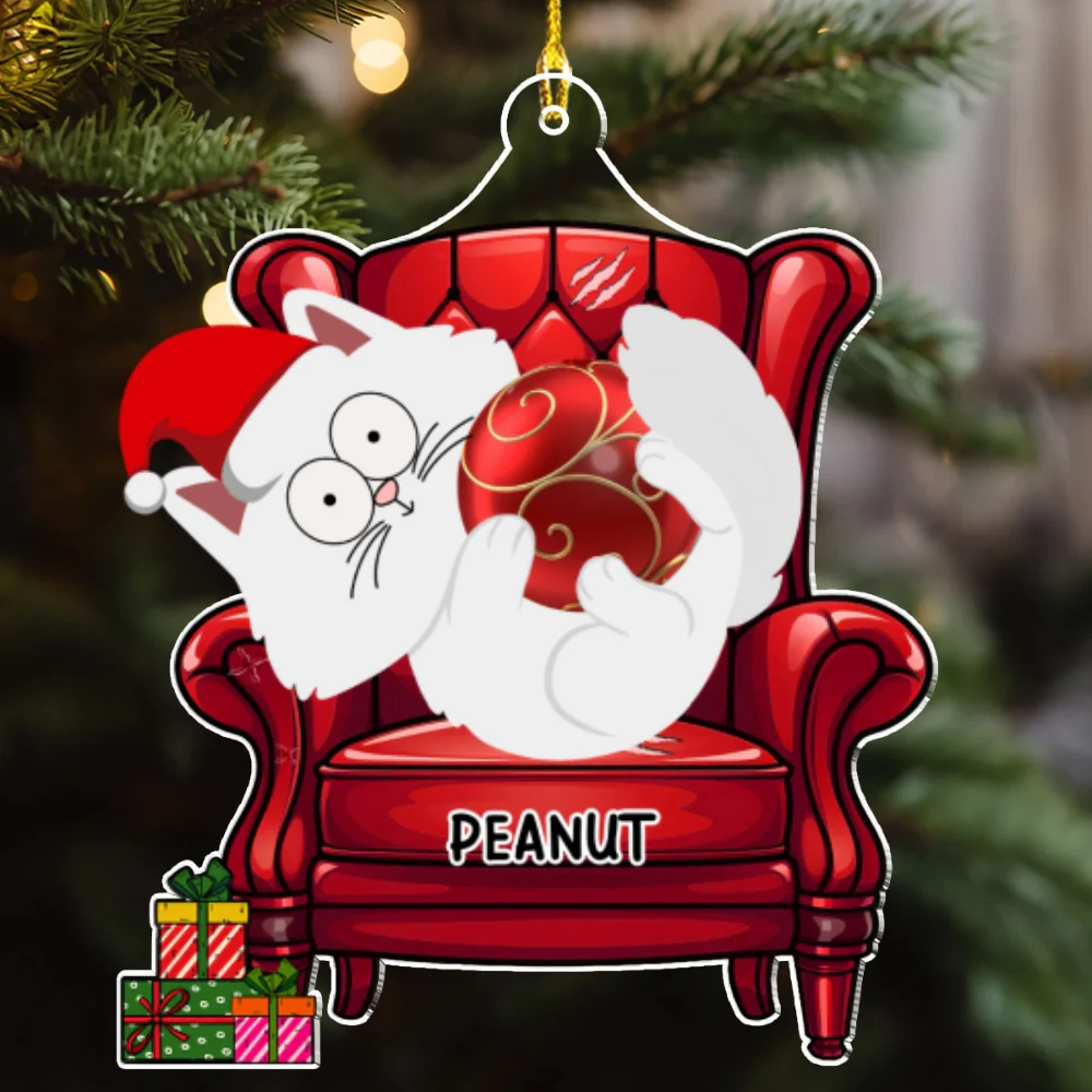 Funny Cat Christmas - Personalized Custom Acrylic Ornament - Image 5