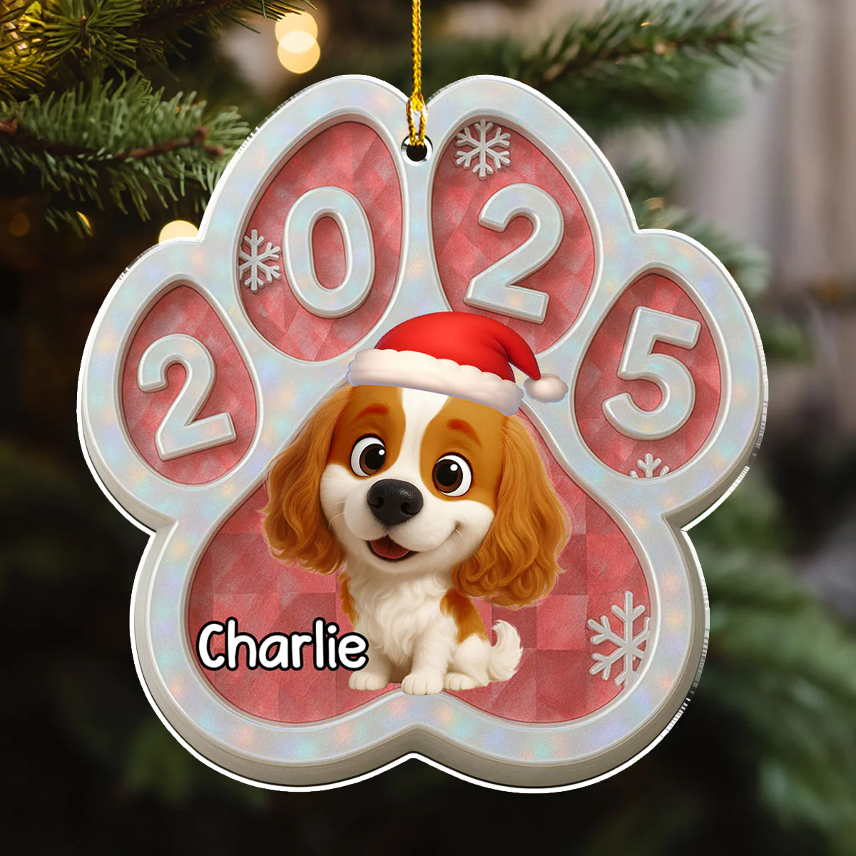 Funny Dog With His Christmas - Personalized Custom Acrylic Ornament - Image 4