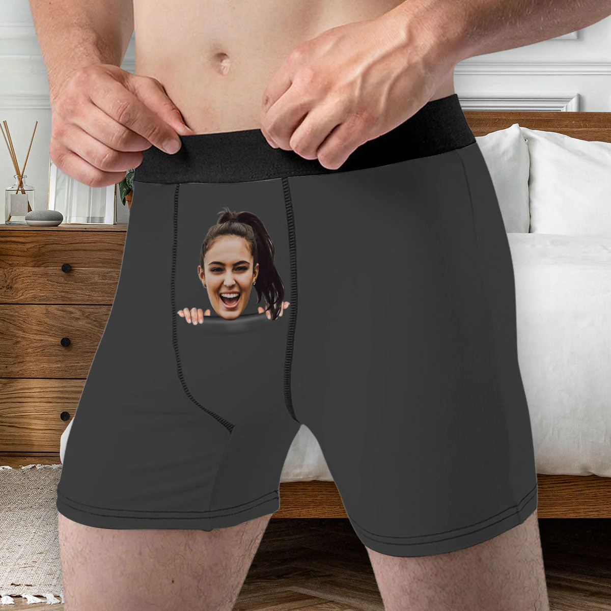 Funny Face - Personalized Photo Men's Boxer Briefs - Image 2