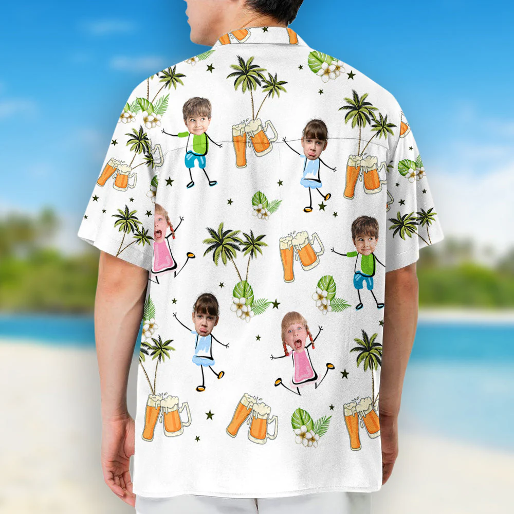Funny Faces For A Fun Dad - Personalized Custom Hawaiian Shirt - Image 4