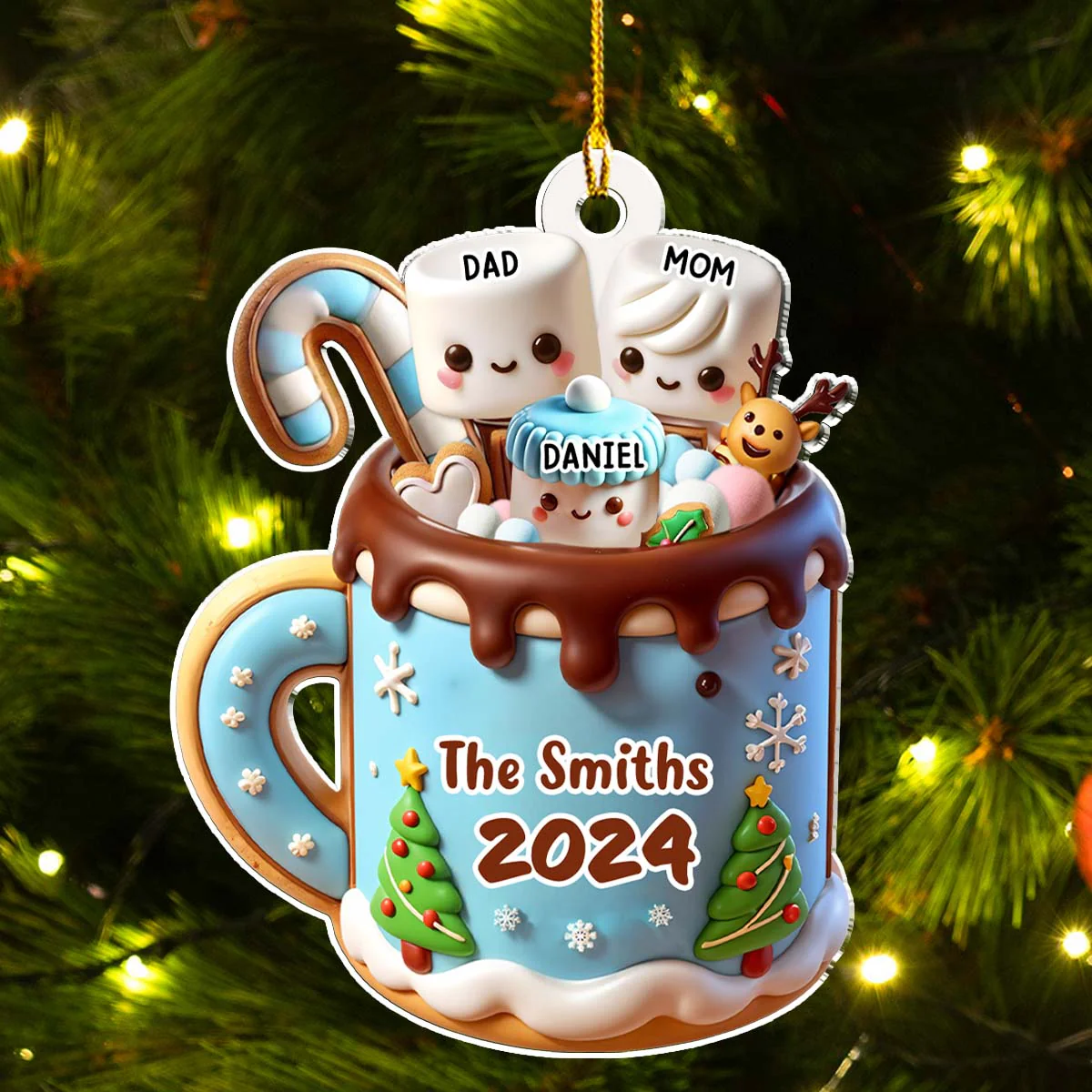 Funny Family - Personalized Custom Acrylic Ornament - Image 3