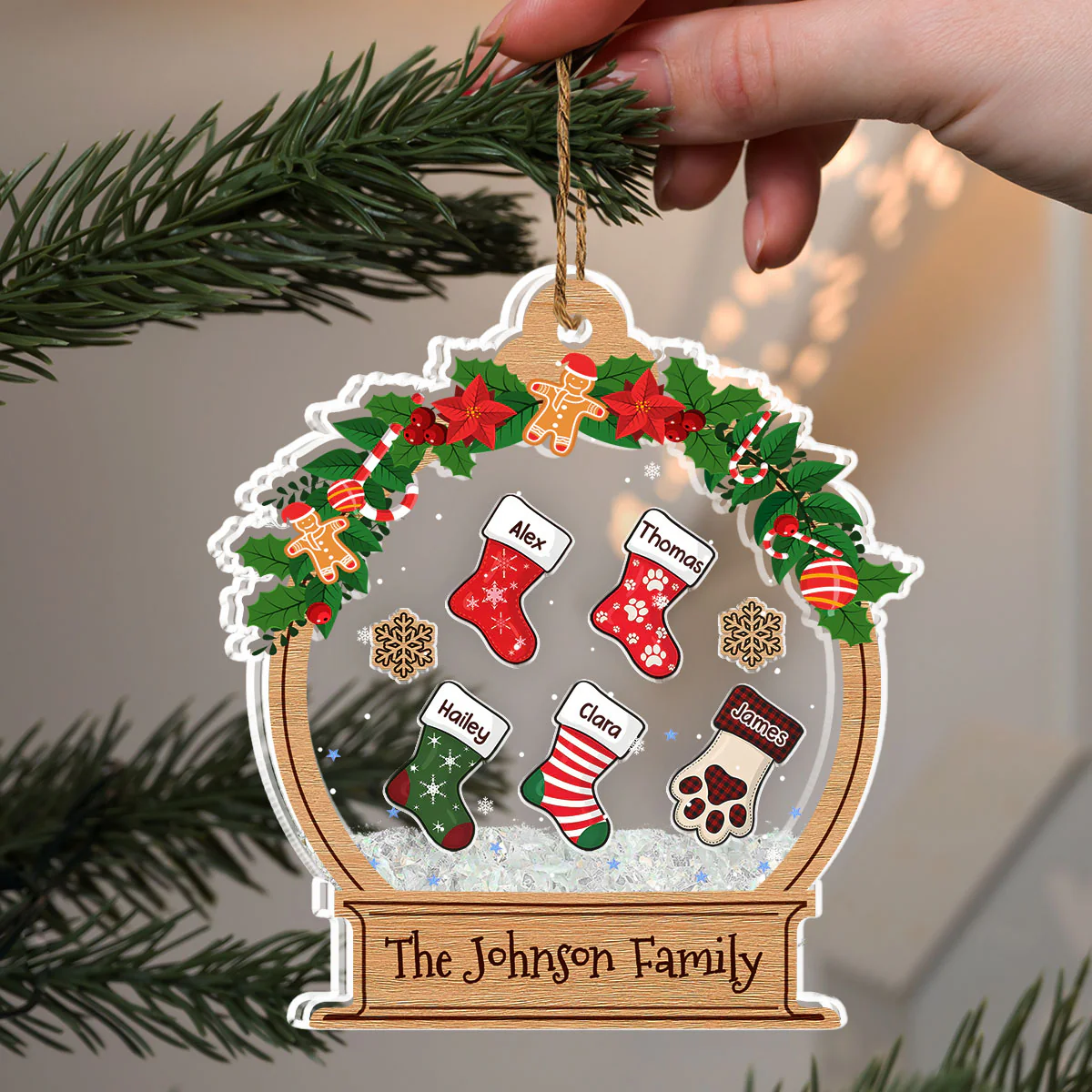 Funny Stocking - Personalized Custom Acrylic Shaker Ornament - Image 5