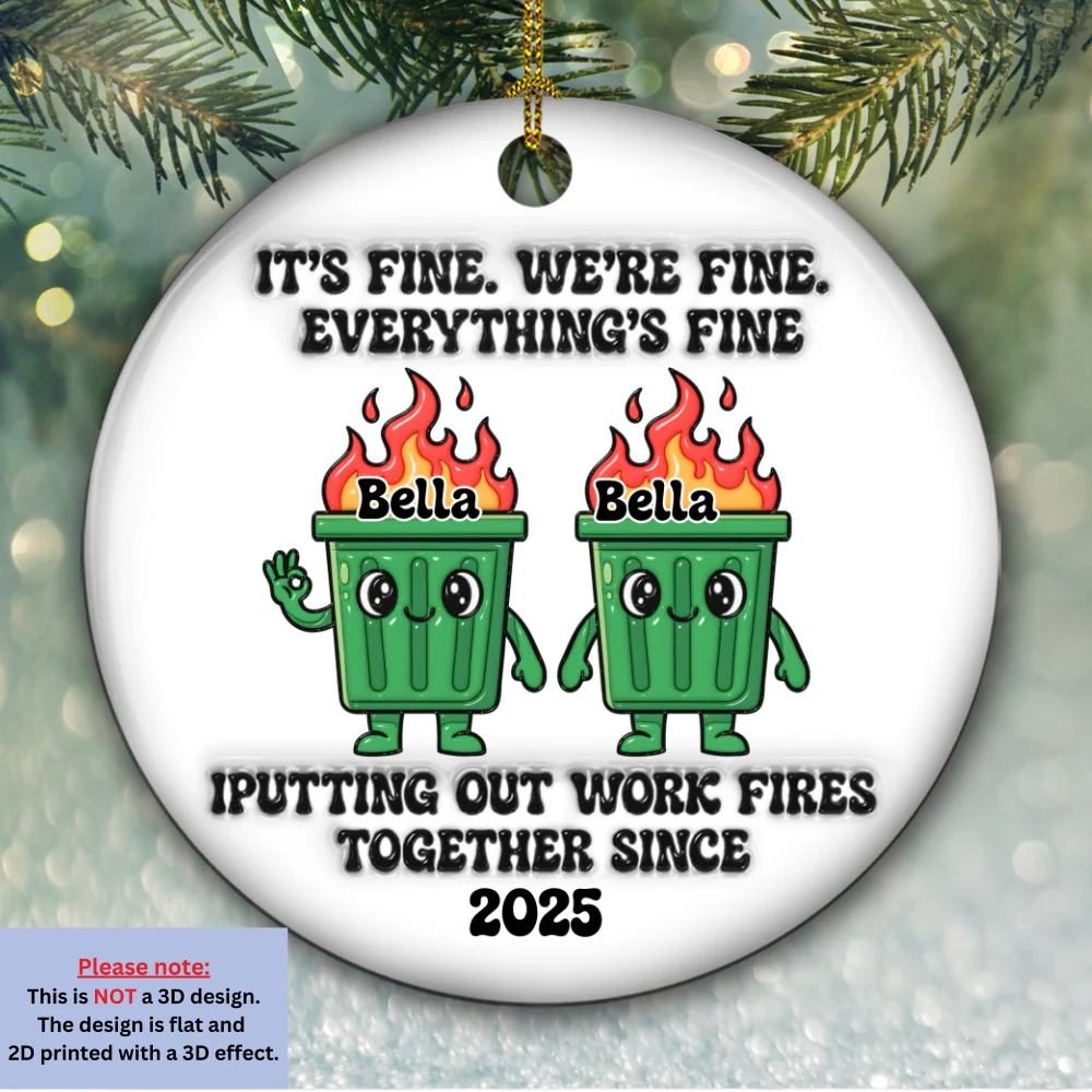Funny Teamwork - Personalized Custom 3D Effect Ceramic OrnamentĀ - Image 5