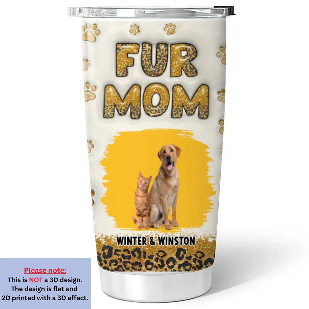 Fur Mom Leopard Photo - Personalized Custom 3D Inflated Effect Tumbler - Image 2