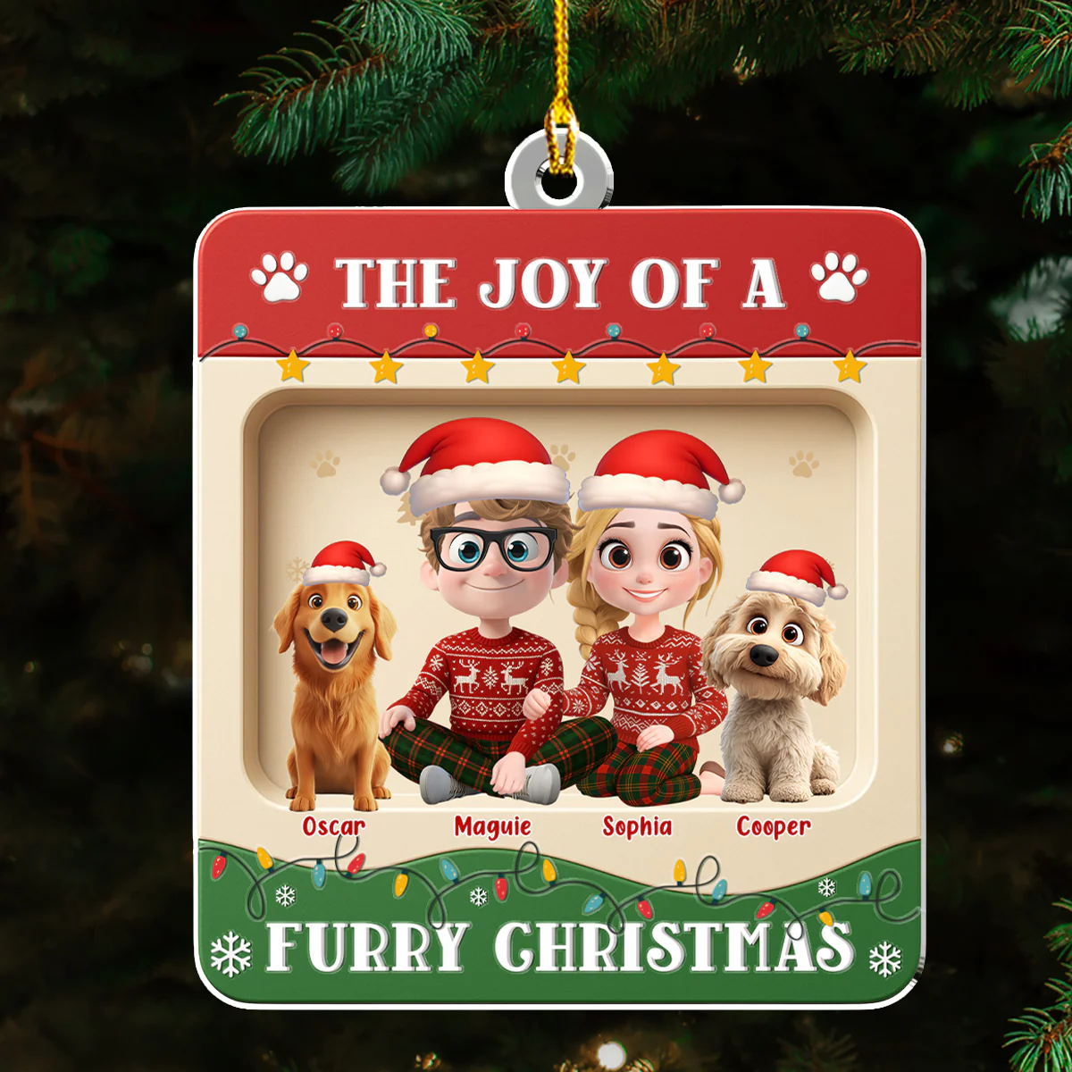 Furry Christmas - Personalized Custom 3D Effect Acrylic Ornament - Image 2