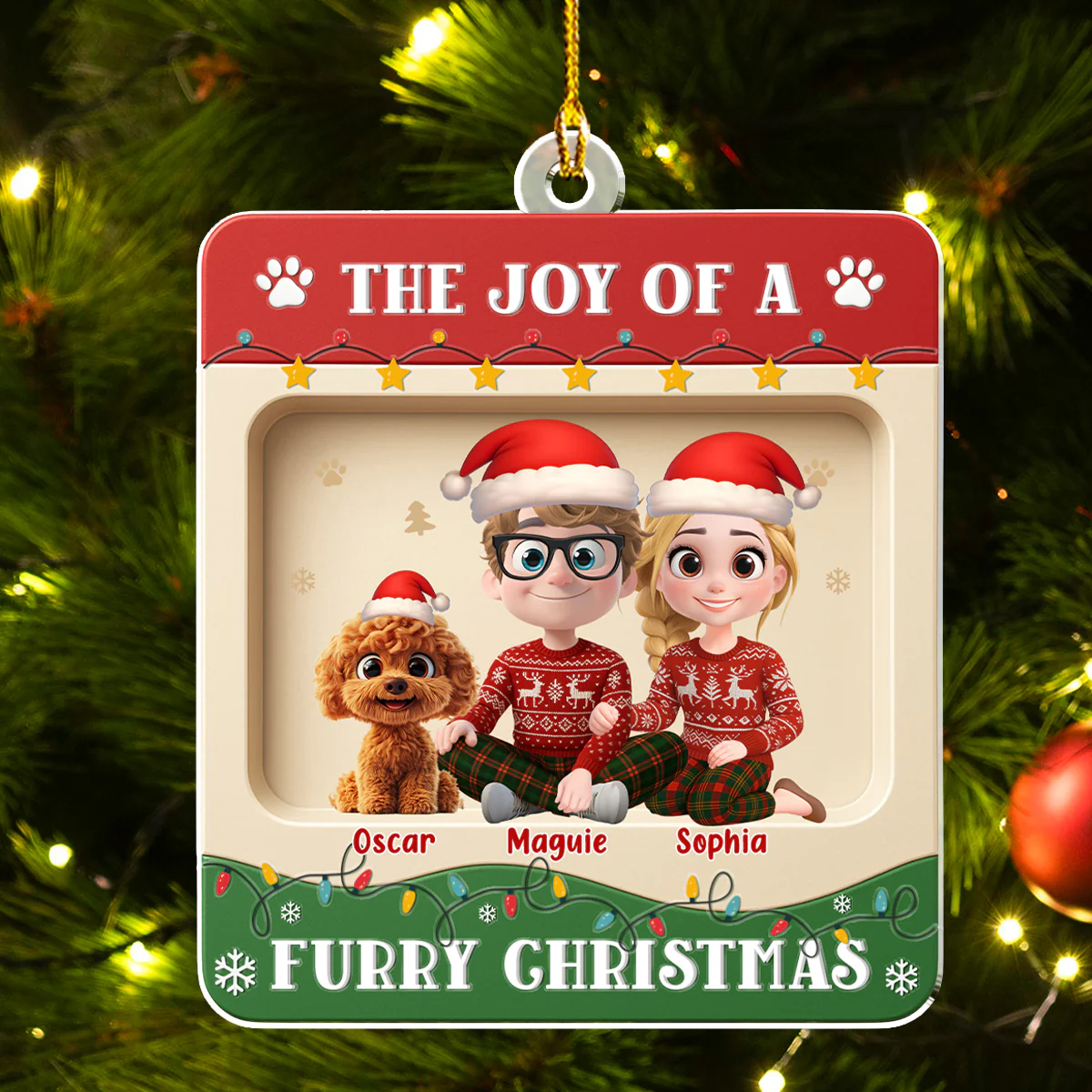 Furry Christmas - Personalized Custom 3D Effect Acrylic Ornament - Image 4