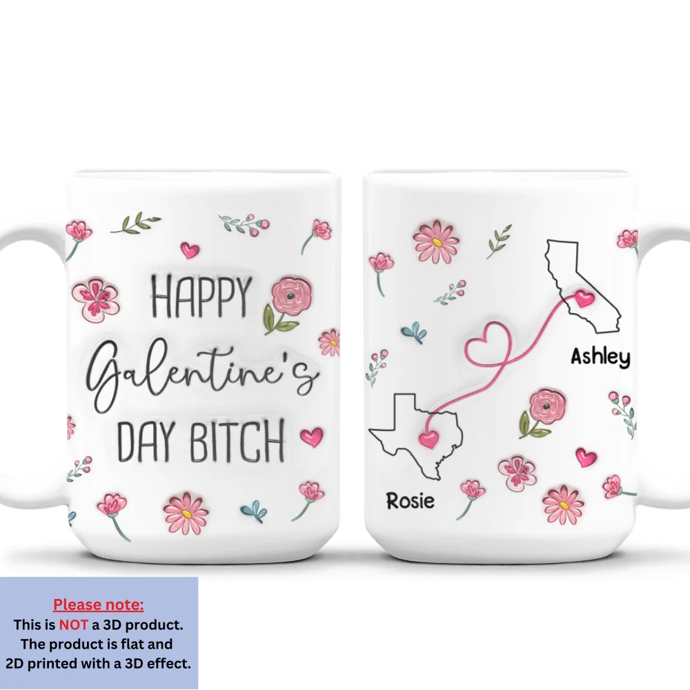 Galentine Club Knows No Distance - Personalized Custom 3D Inflated Effect Mug - Image 10