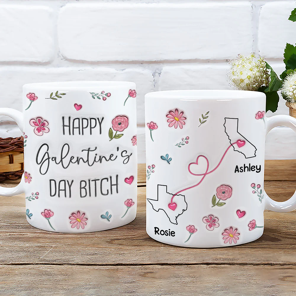 Galentine Club Knows No Distance - Personalized Custom 3D Inflated Effect Mug - Image 2