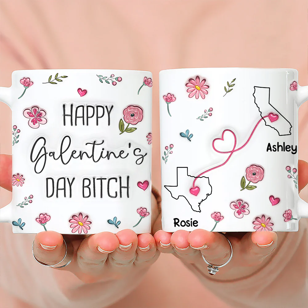 Galentine Club Knows No Distance - Personalized Custom 3D Inflated Effect Mug - Image 4