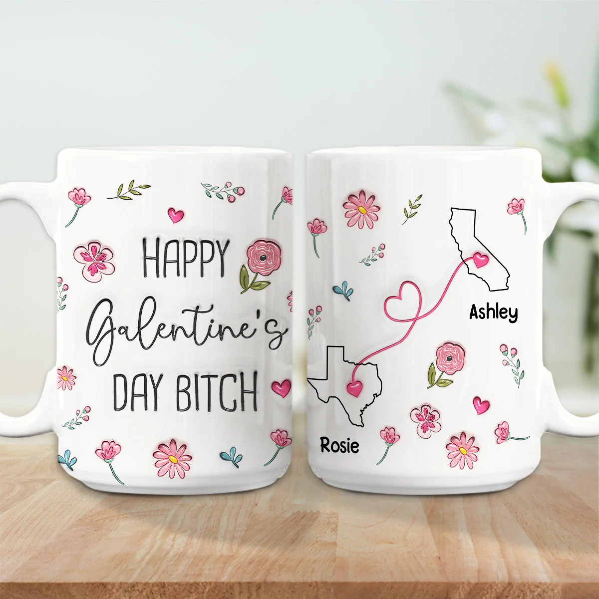Galentine Club Knows No Distance - Personalized Custom 3D Inflated Effect Mug - Image 9