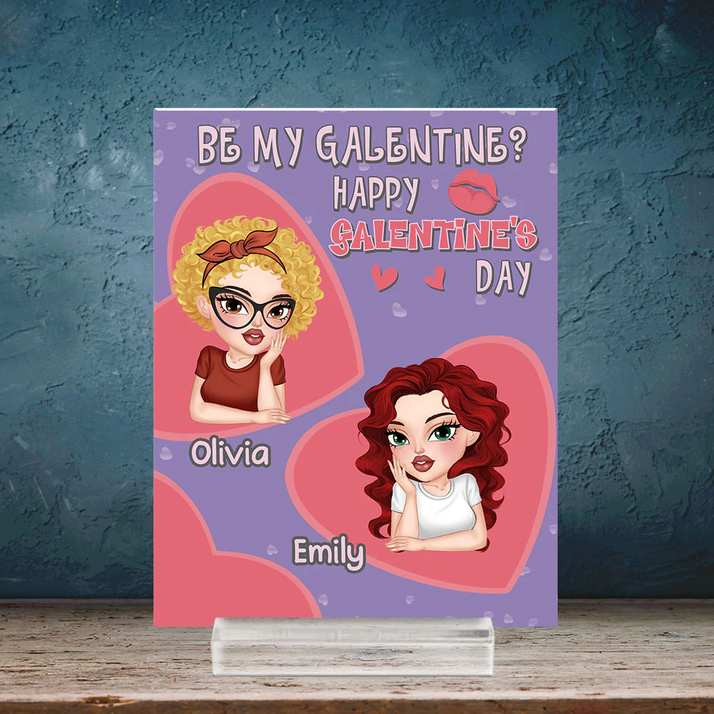 Galentine For My Bestie - Personalized Custom Acrylic Plaque With Base - Image 3