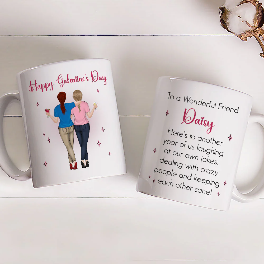 Galentines Valentines Besties - Personalized Custom Coffee Mug - Image 4