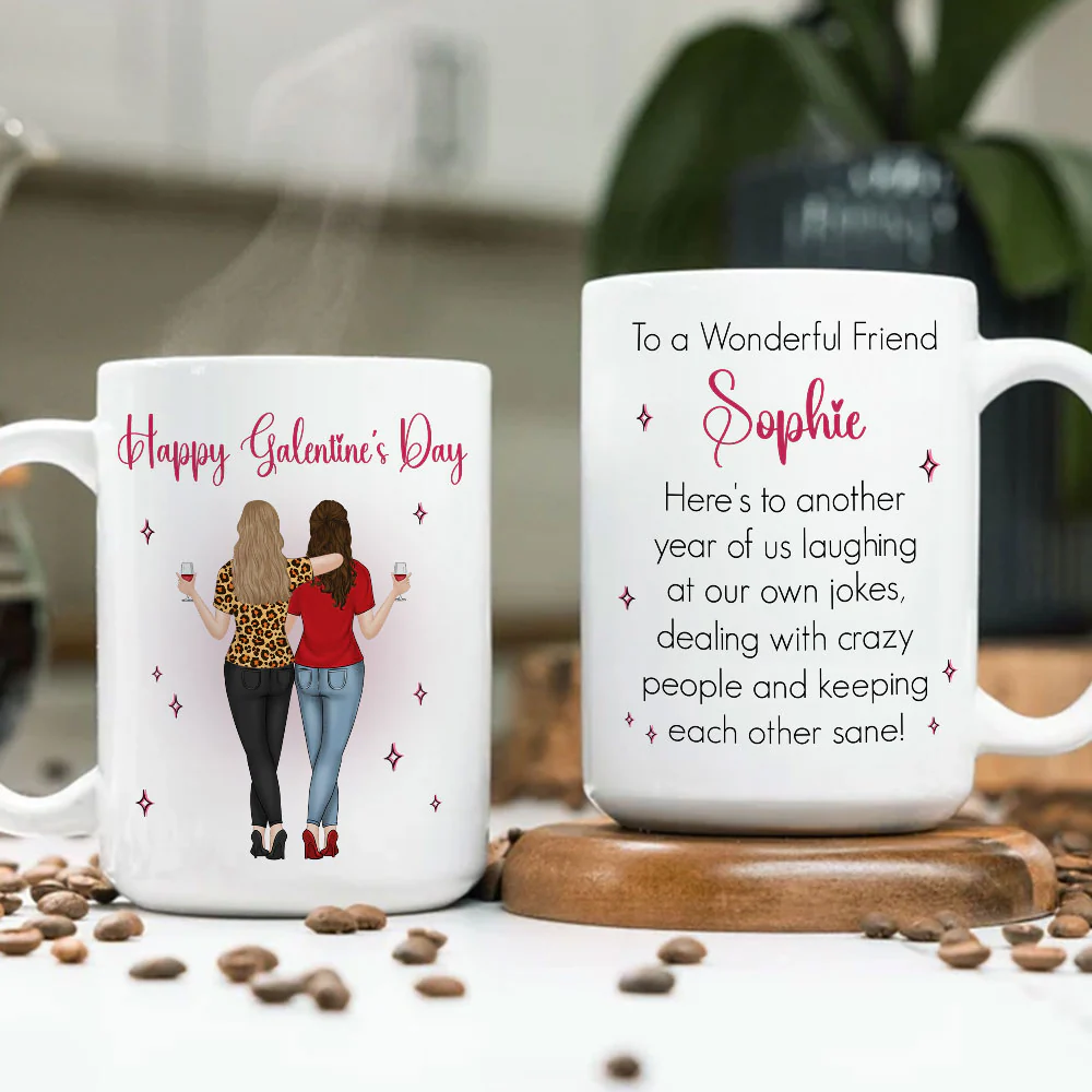 Galentines Valentines Besties - Personalized Custom Coffee Mug - Image 5