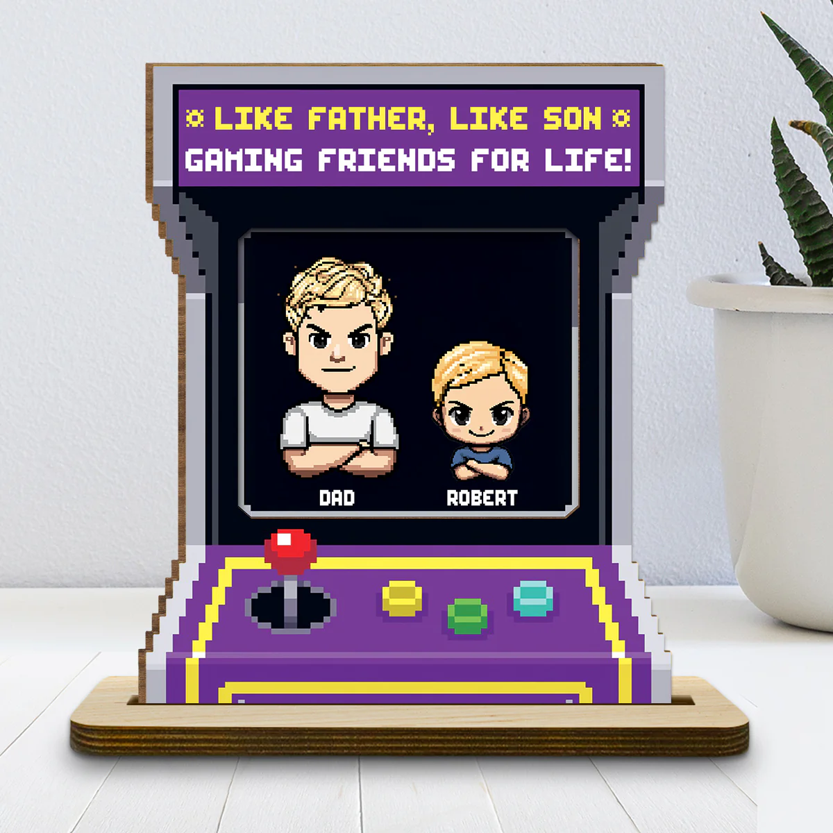 Gaming Friends For Life - Personalized Custom 2-Layer Wood Plaque With Flat Base - Image 3